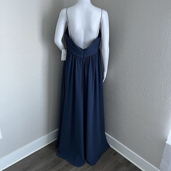 Amsale Maternity Size 12 Janan Maxi French Blue Flat Chiffon Bridesmaid Wedding - Picture 12 of 12